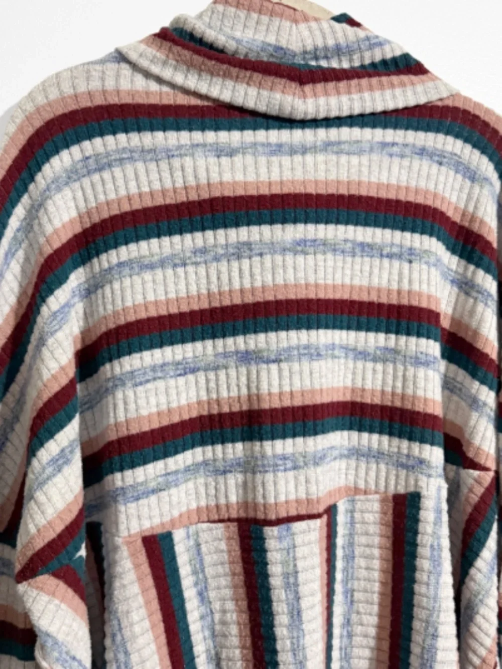 Anthro Saturday Sunday Multicolor Hacci Stripe Cowl Neck Sweater Tunic Size L